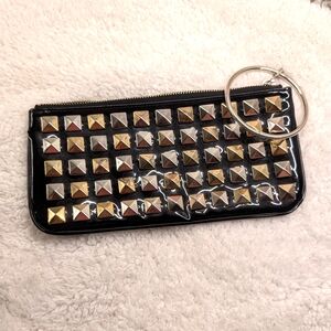 Marc Jacobs Patent Black Leather Clutch with Gold and Silver Studs